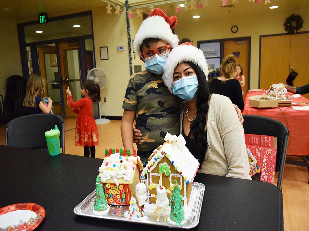 Mother and Son with House